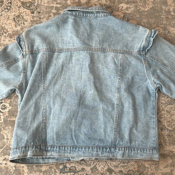 Andree by Unit Savanna Jane Ruffle Girly Relaxed Fit Light Wash Denim Jacket - Picture 11 of 11